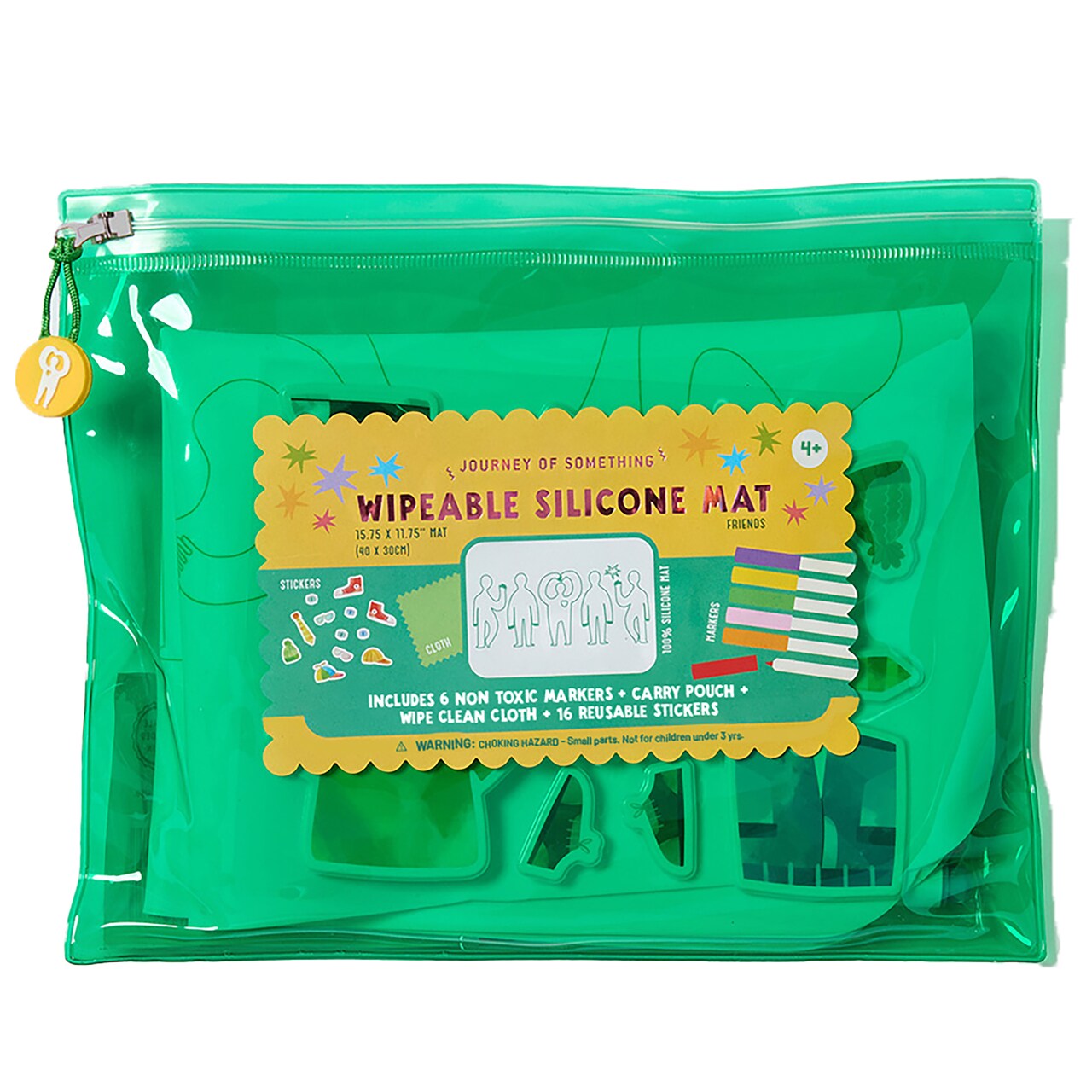 Journey of Something: Wipeable Silicone Mat - Friends - Reusable Coloring Kit, Mix & Match Character Outfit Stickers, Markers, Carry Pouch, Kids 4+